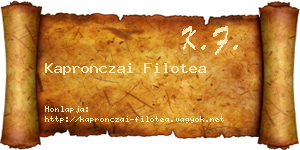 Kapronczai Filotea névjegykártya